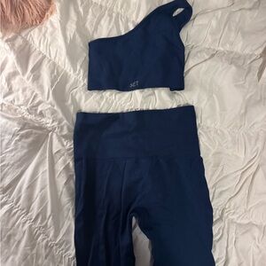 SET Active Navy Blue One-Shoulder Activewear Set